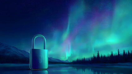 Ultra-detailed labyrinth maze padlock with smartphone path unlock, dark maze blue, maze money navigation protected, vector illustration banner