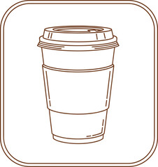 Disposable Takeaway Coffee Cup Outline Icon Vector Illustration for Cafe or Restaurant Branding