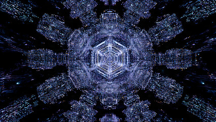 Ultra-detailed blockchain key kaleidoscope creating symmetrical identity patterns, complex security design