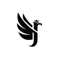 letter J phoenix logo design
