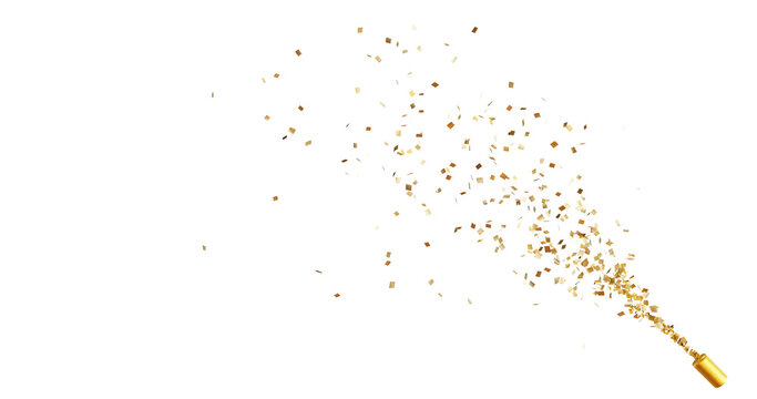 Golden Confetti Transparent Background. Gold Confetti, bright confetti isolated on transparent background. 3d Rendering Transparent Confeti. anniversary, birthday or wedding celebration