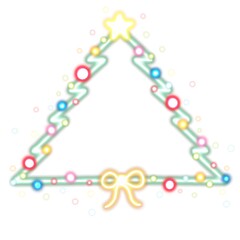 A glowing neon Christmas tree frame illustration with bright light effects. Perfect for holiday cards, invitations, posters, and festive digital designs.