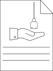 Naklejka premium Line art of a hand janitors mop file lines on paper sheet