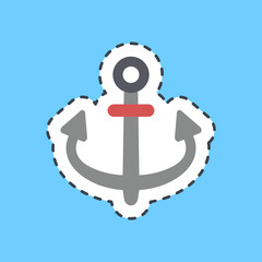 Cutting line sticker anchor. Pirates theme elements.
