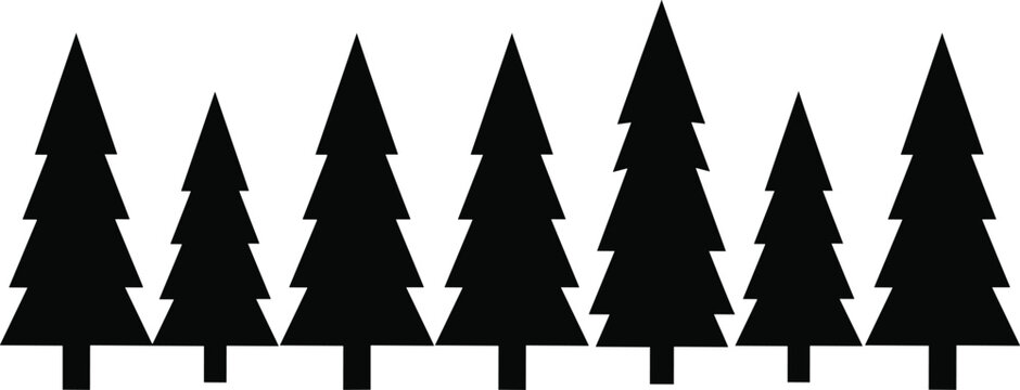 Geometric Pine Tree Pattern – Stylized Forest Icons for Template, Background, or Design Use