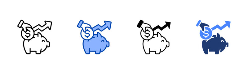 Savings Plan icon set multiple style collection