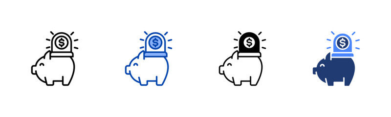 Emergency Fund icon set multiple style collection