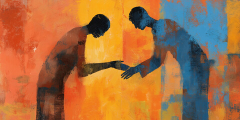 a person extends their hand to help another,
