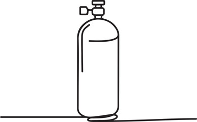 Continuous line oxygen cylinder icon illustration for medical emergency and healthcare design
