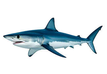Mako Shark PNG. Full Body View of Fast Predator, Ocean Wildlife, and Marine Animal Graphic Element. isolated on white or transparent background. PNG