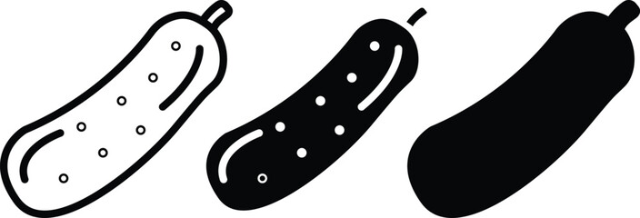 Fresh Green Cucumber Zucchini Vegetable Outline And Solid Healthy Food Vector Silhouette and Pictogram..eps