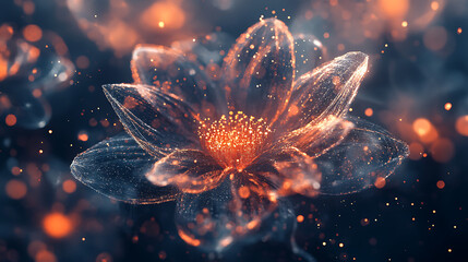 Stunning ethereal glowing flower with vibrant bokeh, perfect for elegant designs and art