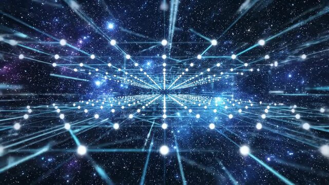 Digital network grid in outer space.