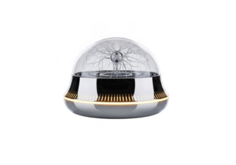 Modern futuristic crystal orb lamp isolated on transparent background