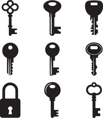 Black and White Silhouette Vector Set of 9 Drone Related Objects Drone Controller Battery Propeller Charger Remote Camera Case Tablet