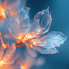 Stunning frost-covered leaves with warm glowing light, perfect for seasonal designs