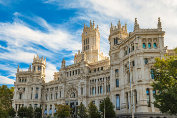 Obraz premium Cibeles Palace, Palace of Communications or Palace of Telecommunications, located at Madrid, Spain