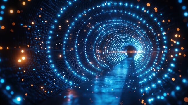 &zwnj;Futuristic LED Light Array: Blue Circular Effects meets Infinity Tunnel