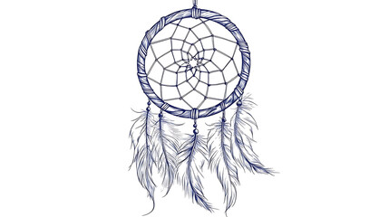 Intricate dreamcatcher illustration with feathers, perfect for meditation and spiritual design