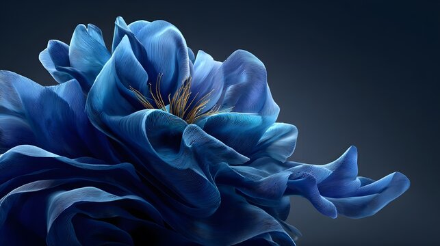 Official Windows 11 wallpaper features abstract, flowing blue shapes resembling a flower, creating a sleek and modern high-tech aesthetic.