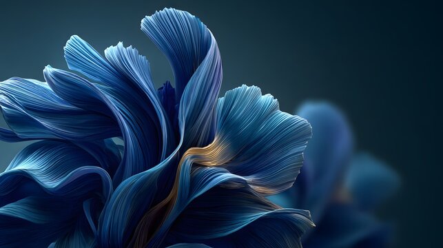 Official Windows 11 wallpaper features abstract, flowing blue shapes resembling a flower, creating a sleek and modern high-tech aesthetic.
