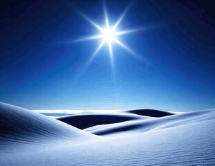 Bright Sun Over Serene Snowy Landscape Under Clear Sky