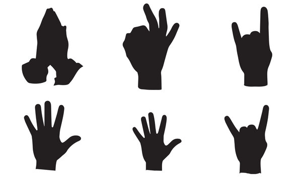 Silhouette hand gestures and adobe illustrator icon