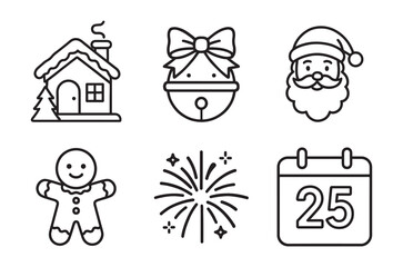 Festive christmas icons including santa house gifts and holiday decorations, christmas svg