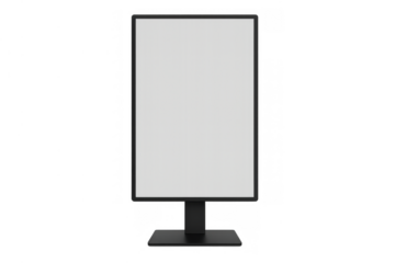 Blank vertical outdoor digital signage panel displaying empty screen mockup, advertising billboard, transparent background
