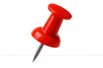 Red pushpin creating a marker or alert, an essential office supply for fastening documents, isolated on transparent background