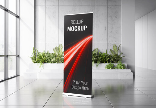 Modern Corporate Lobby RollUp Banner Mockup