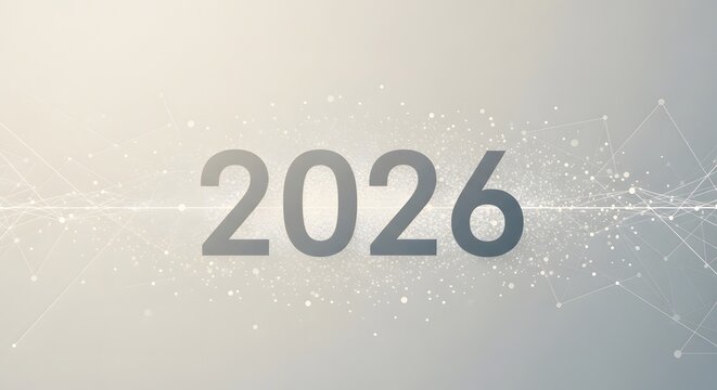 Image features the number 2026, possibly representing a future year, with a network background.