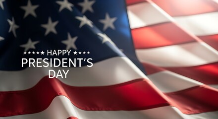 American flag waving with happy presidents day message, celebrating the federal holiday in the united states, honoring the nations leaders