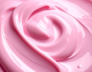 Close-up view of a swirl of glossy, light pink creamy substance with subtle highlights