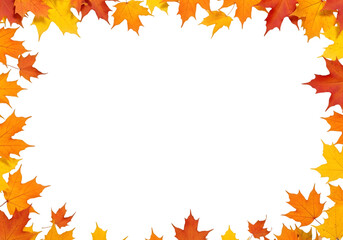 Autumn Maple Leaves Frame Border PNG &ndash; Falling Foliage Decoration for Seasonal Greeting Cards and Invitations