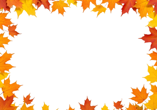 Autumn Maple Leaves Frame Border PNG – Falling Foliage Decoration for Seasonal Greeting Cards and Invitations
