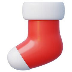 3d christmas red stocking with white trim casting soft shadows