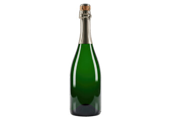 Green champagne bottle with cork and foil ready for celebration