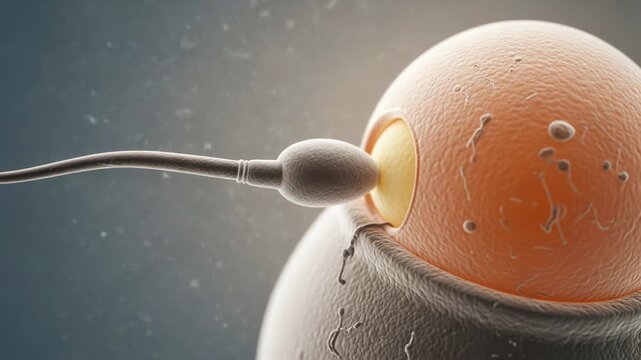 Microscopic Journey: Sperm Approaching and Fertilizing Egg in Stunning 3D Animation