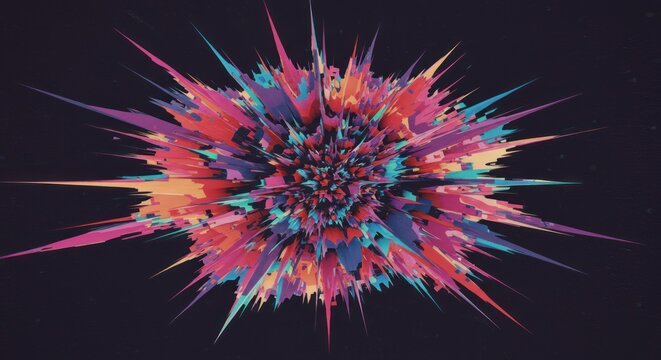 Colorful Abstract Explosion - A Vibrant Burst of Geometric Shapes.