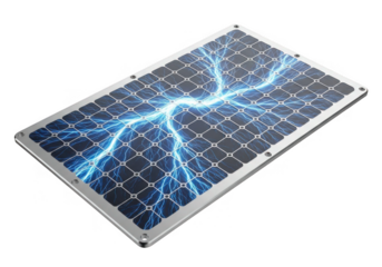 Electric discharge on a solar panel isolated on transparent background