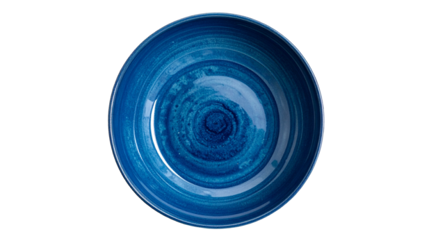 Elegant blue ceramic bowl display kitchen table decorative item modern home top view minimalism isolated on transparent background