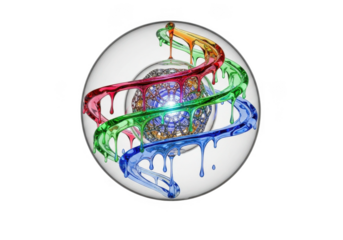 Colorful dna helix abstract art isolated on transparent background