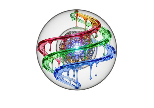 Colorful dna helix abstract art isolated on transparent background