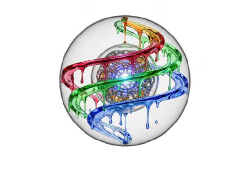 Colorful dna helix abstract art isolated on transparent background - Powered by Adobe