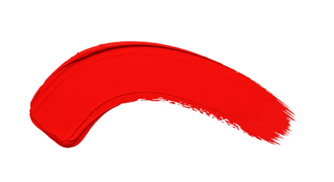 A vibrant red brush stroke, perfect for adding a splash of color to any design isolated on transparent background