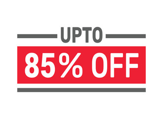 Up to 85% Off sale offer text design icon vector illustration