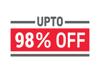 Up to 98% Off sale offer text design icon vector illustration