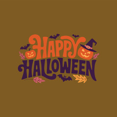 Typography Happy Halloween vector and Halloween elements.