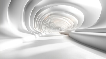 Obraz premium Futuristic White Abstract Wallpaper: 3D Curves and Light Shadow Technology Design
